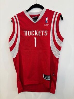 Tracy McGrady #1 Houston Rockets Reebok NBA Jersey Red M +2 Vintage #A61